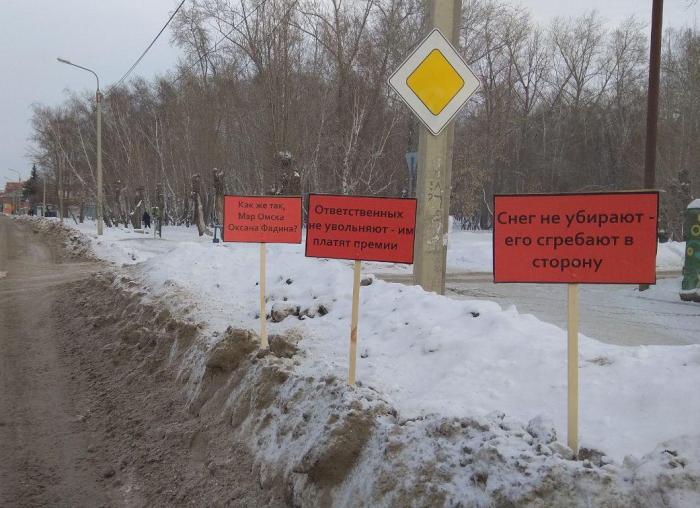 Жители Омска борются с некачественной уборкой снега (3 фото)