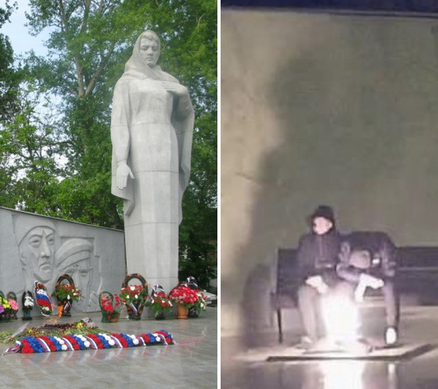 Вандалы отмыли оскверненный мемориал "Родина-мать" (2 фото)