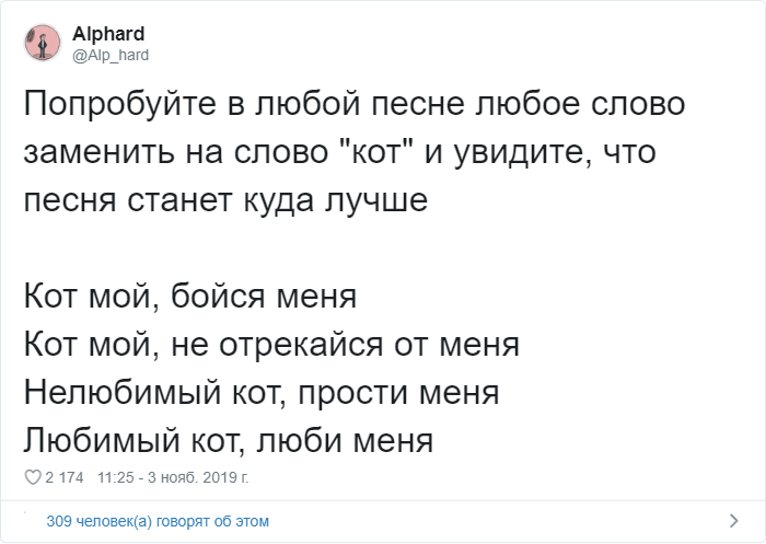 Поменяйте любое слово в популярной песне на слово "кот" (30 фото)